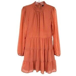 Trixxi Swiss Dot Prairie Peasant High Neck Dress
